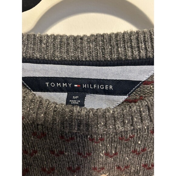 Vintage 90s Tommy Hilfiger Sweater Small Wool Blend Crewneck Knit Gray Soft - Picture 4 of 7